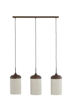 Light & Living Hanglamp Dania 3-Lichts Donkerbruin/Crème