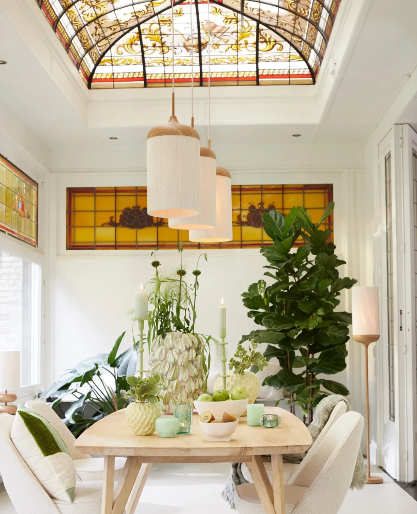 Light & Living Hanglamp Dania 3-Lichts Naturel/Crème