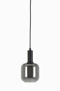 Light & Living Hanglamp Lekar Zwart / Smoke Glas Ø21cm