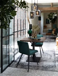 Light & Living Hanglamp Lekar Zwart / Smoke Glas Ø21cm