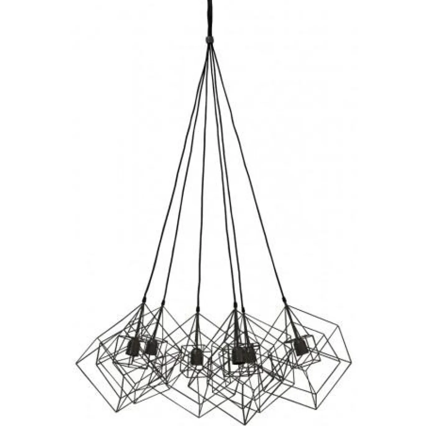 Light & Living Hanglamp 6-Lichts Kubinka Mat Zwart 25x25x26cm