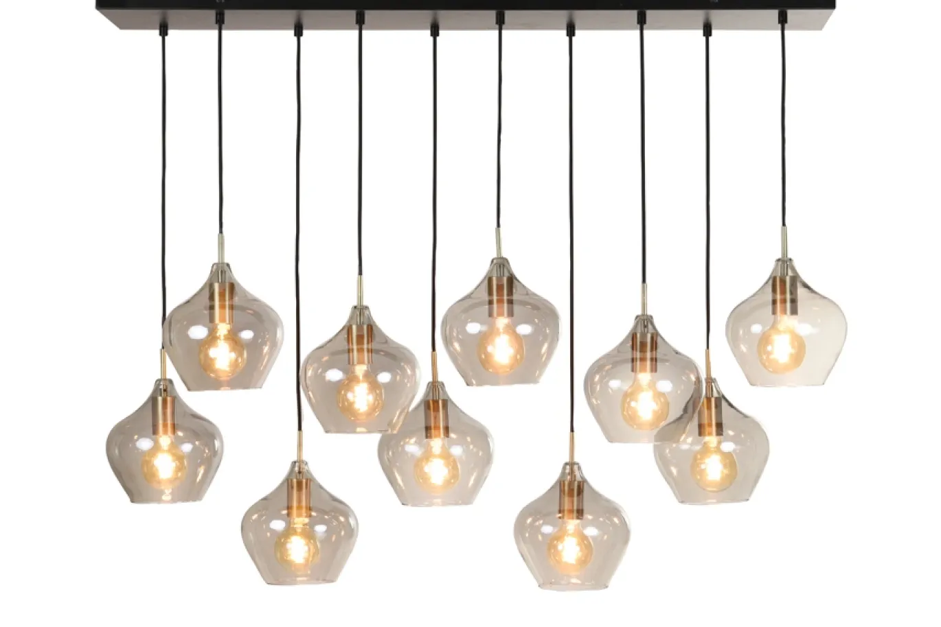 Light & Living Hanglamp 10-Lichts Rakel Antiek Brons/Smoke Glas 124cm