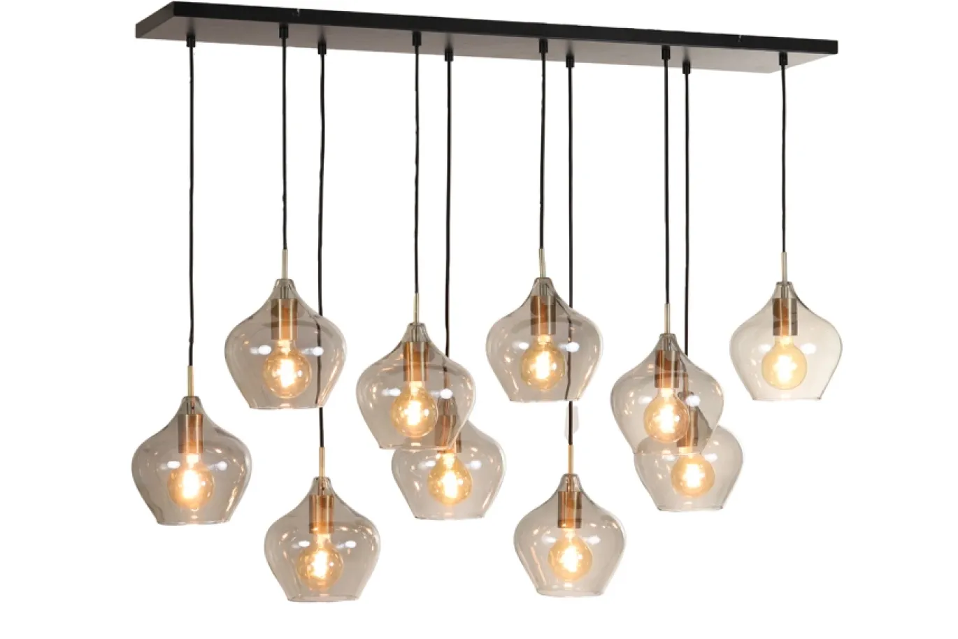 Light & Living Hanglamp 10-Lichts Rakel Antiek Brons/Smoke Glas 124cm