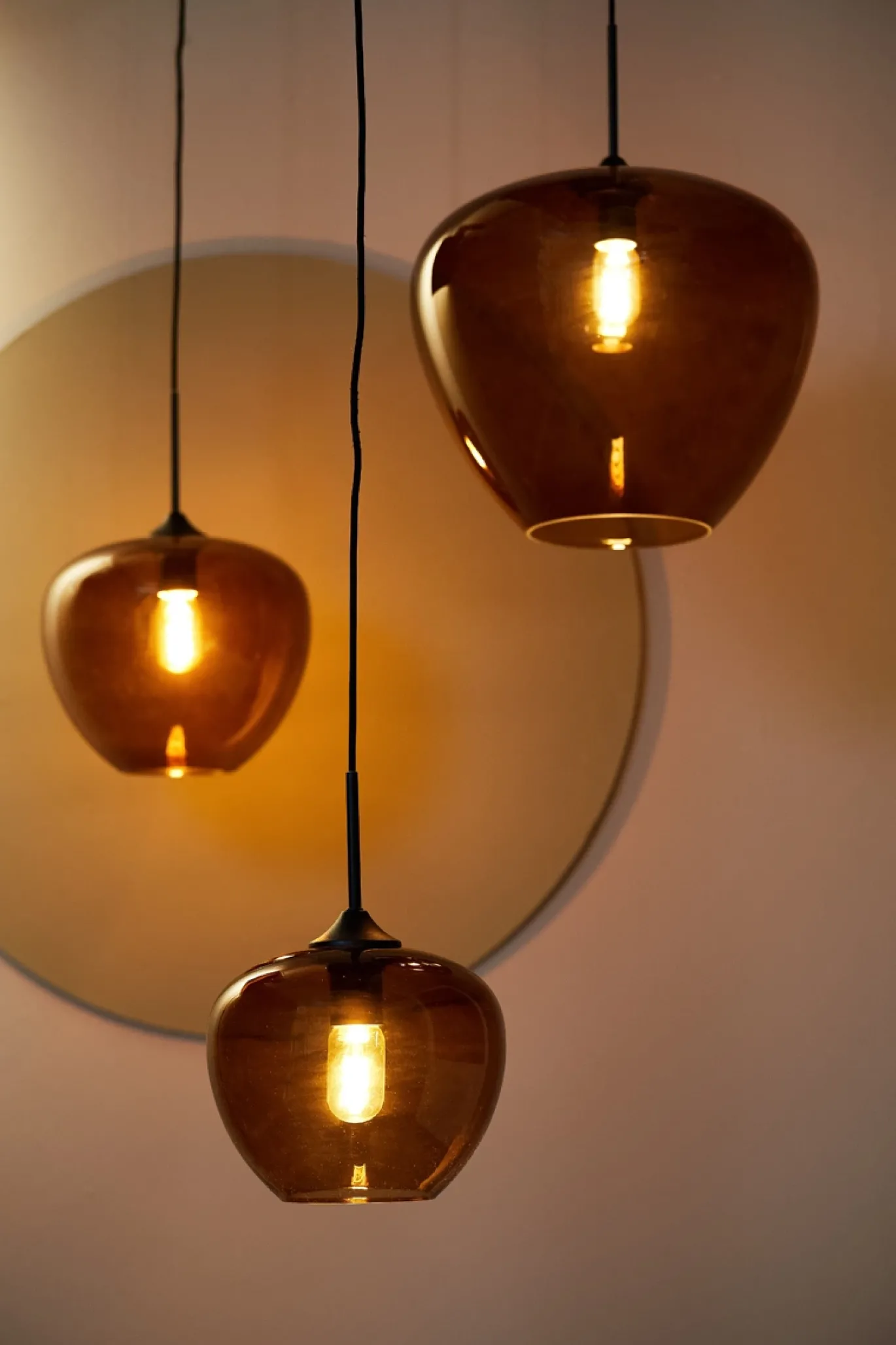 Light & Living Hanglamp Mayson Bruin Glas Ø23cm