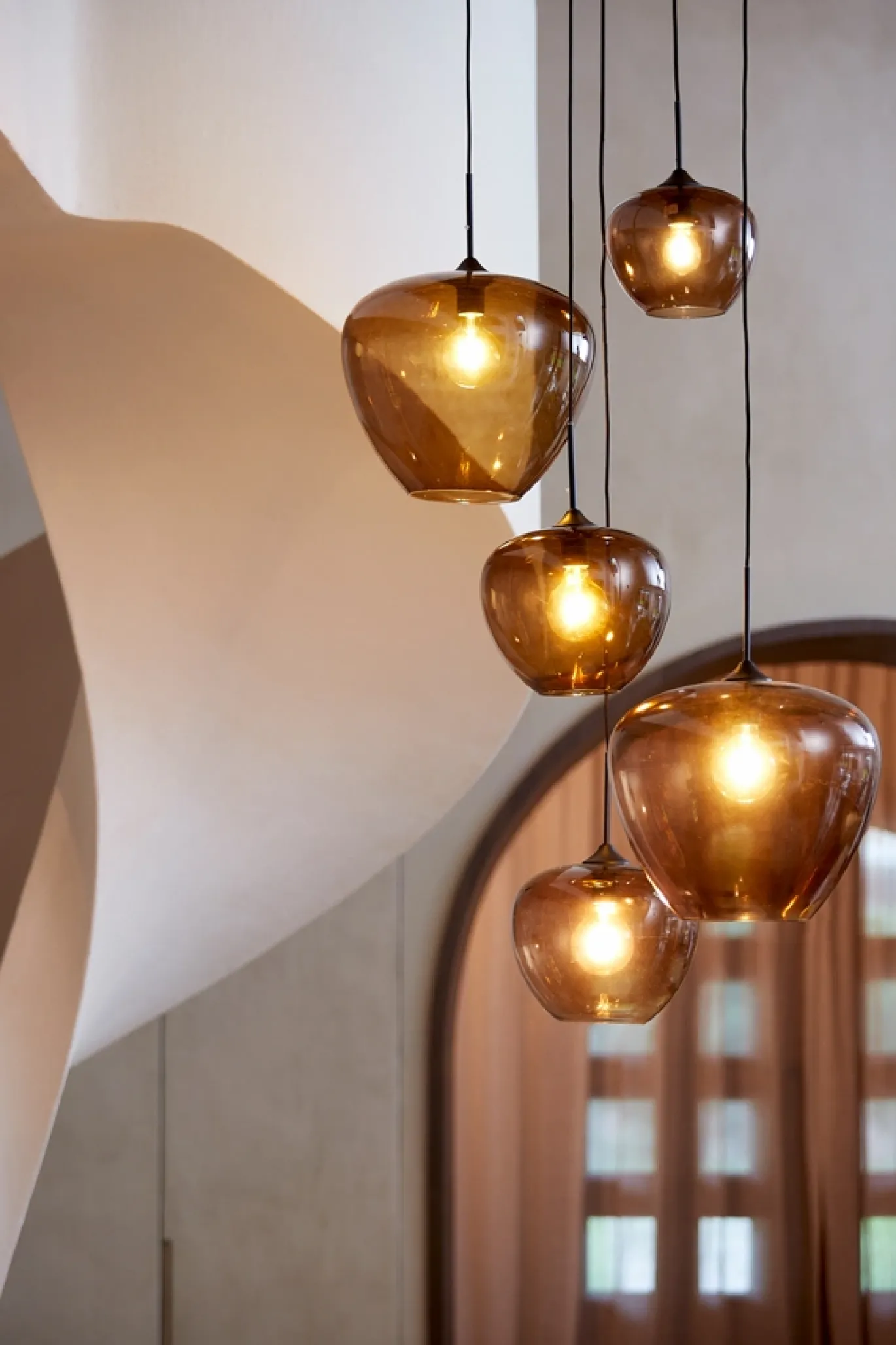 Light & Living Hanglamp Mayson Bruin Glas Ø23cm