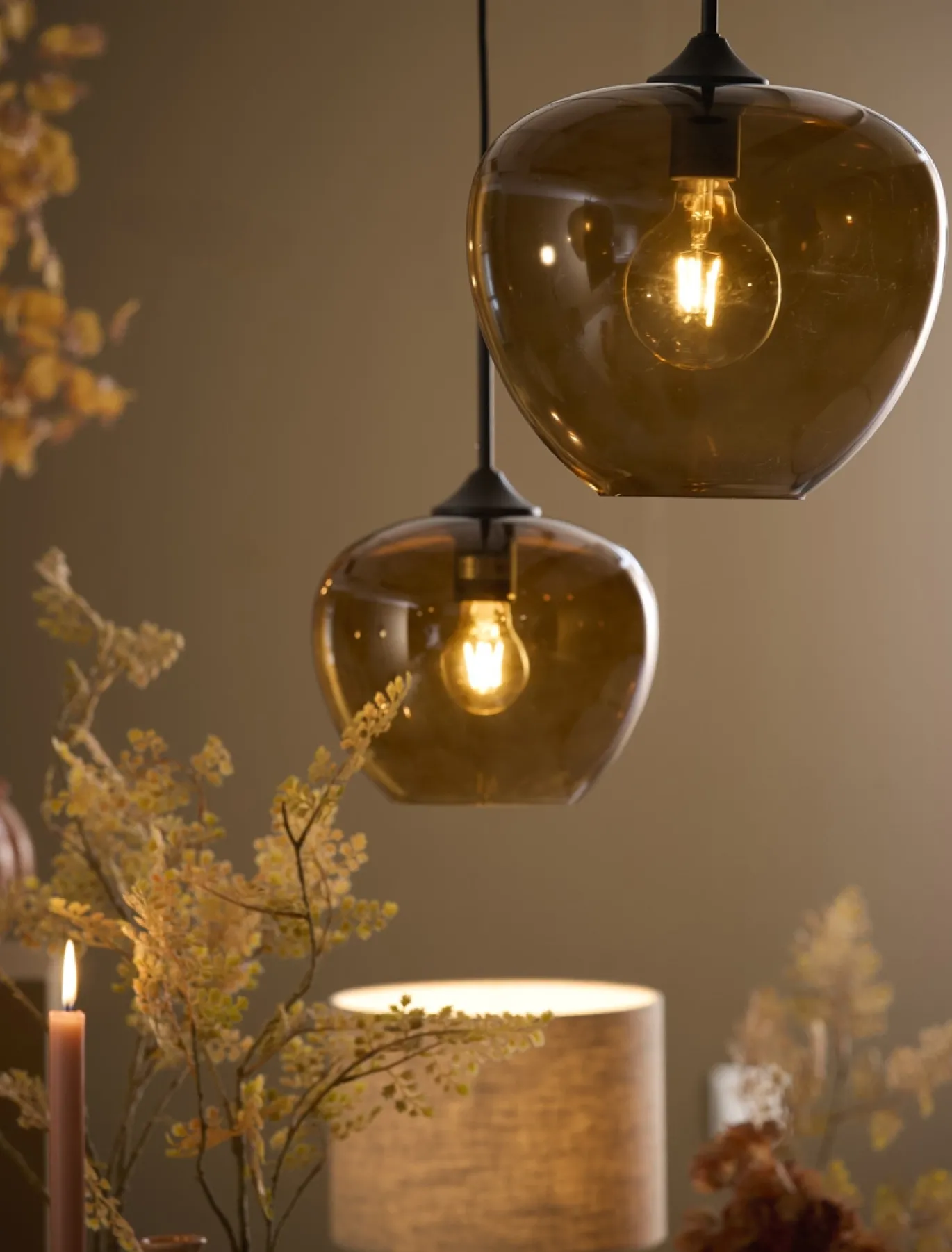 Light & Living Hanglamp Mayson Bruin Glas Ø23cm