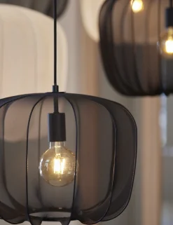 Light & Living Hanglamp Plumeria Zwart Ø40x30cm