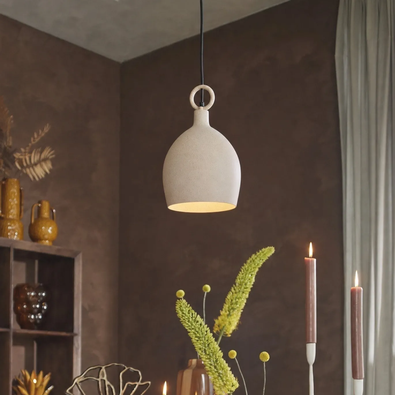Light & Living Hanglamp Rosero Zand Ø24cm