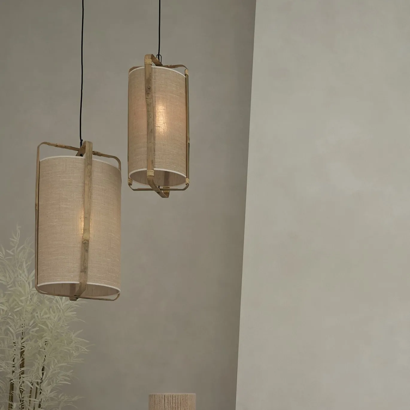Light & Living Hanglamp Sendai Zand/Bamboe Ø32cm