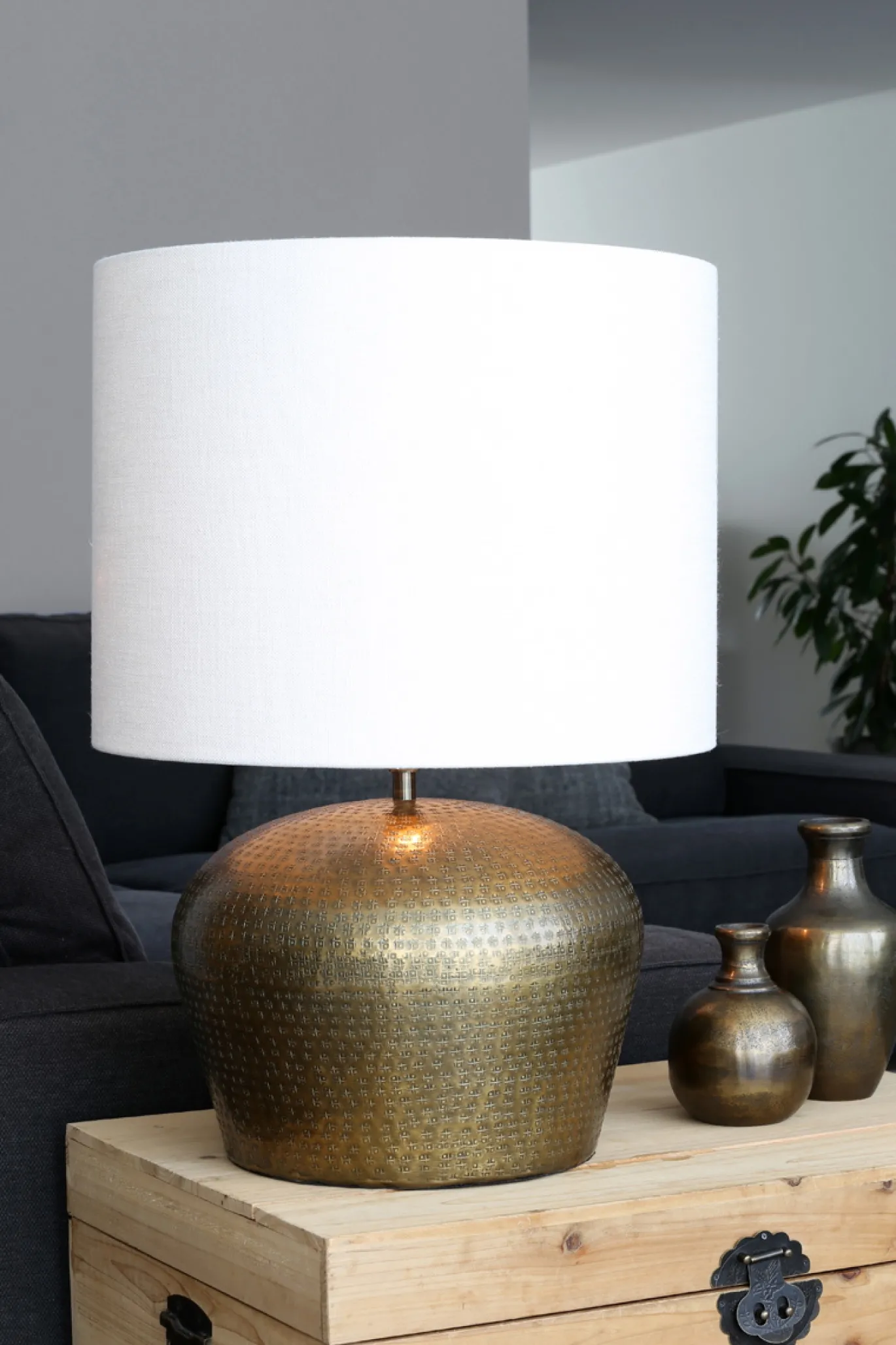 Light & Living Lampenkap Livigno Rond Eiwit Ø50cm