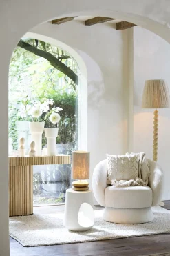 Light & Living Lampenkap Medana Drum Chenille Crème