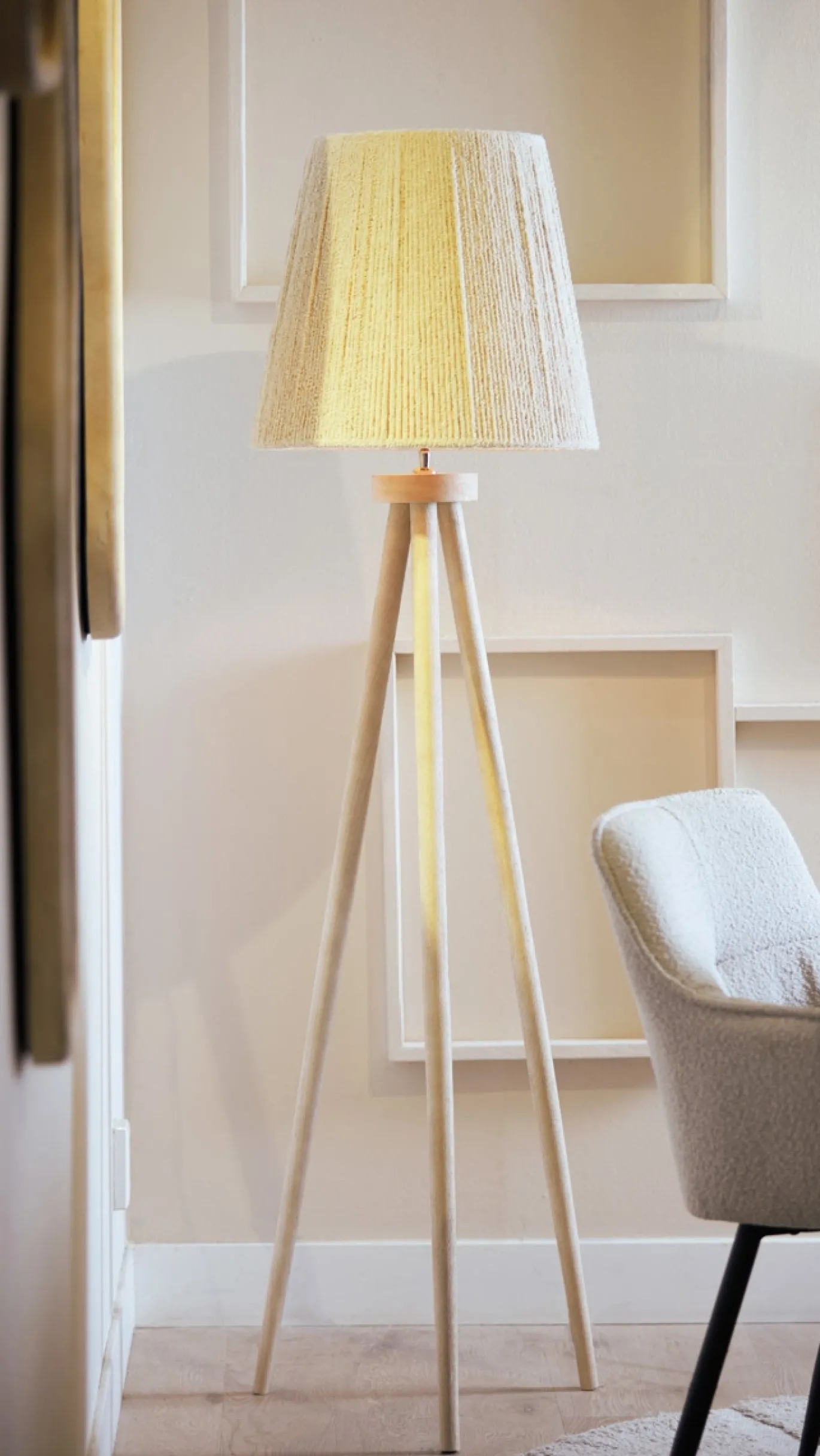 Light & Living Lampenkap Medana Drum Chenille Crème