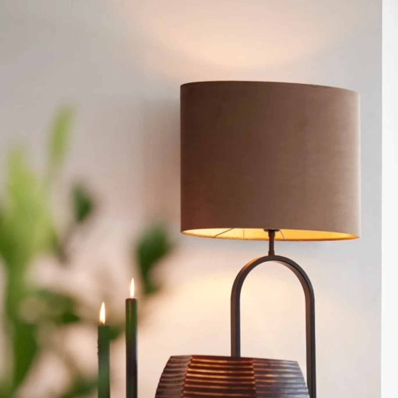 Light & Living Lampenkap Velours Ovaal Chocolade Bruin S