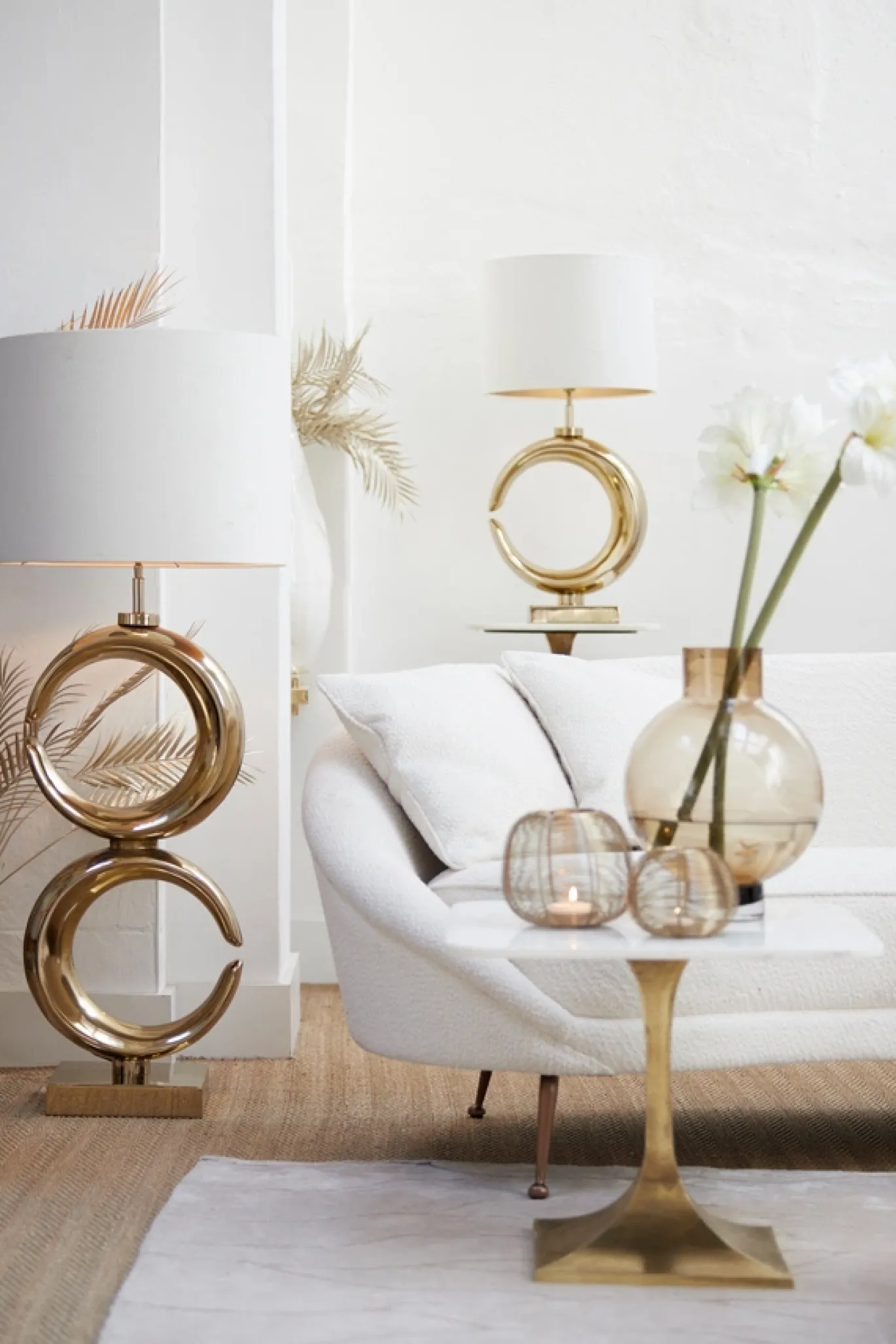 Light & Living Lampenkap Velours Off White Ø40cm