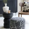 Light & Living Poef Davonte Zwart/Wit