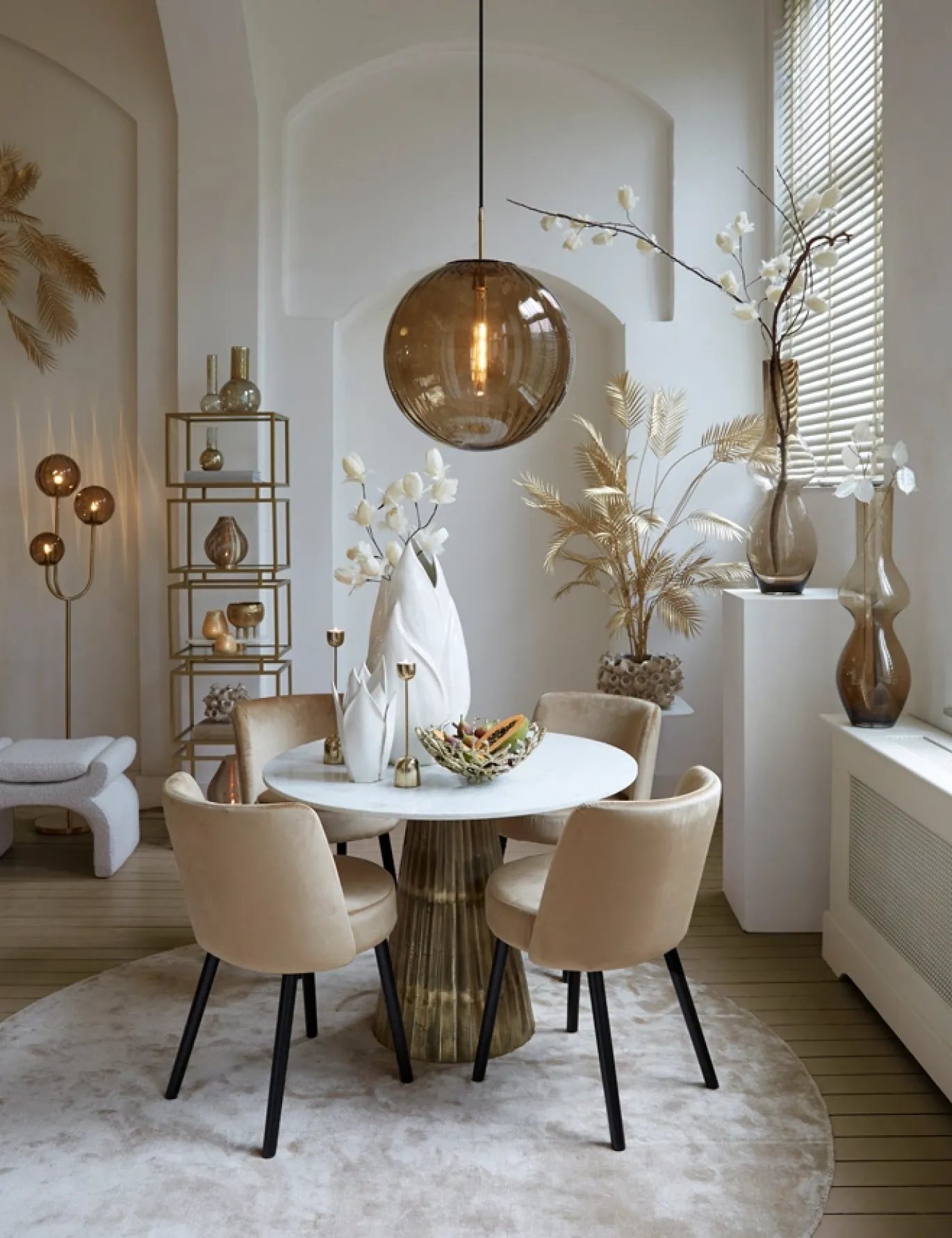 Light & Living Poef Nafya Bouclé Crème