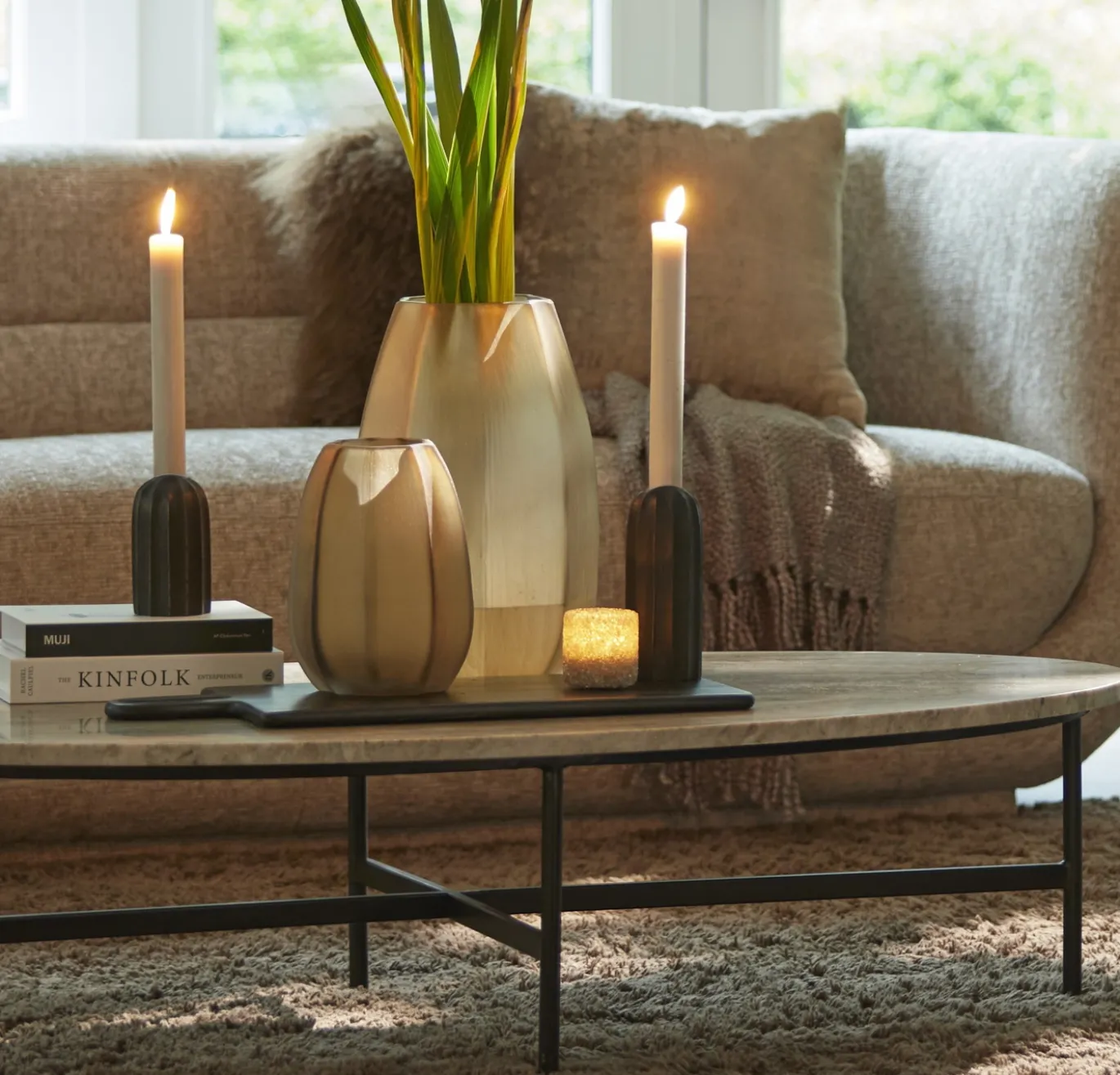 Light & Living Salontafel Loes Marmer Bruin 140cm