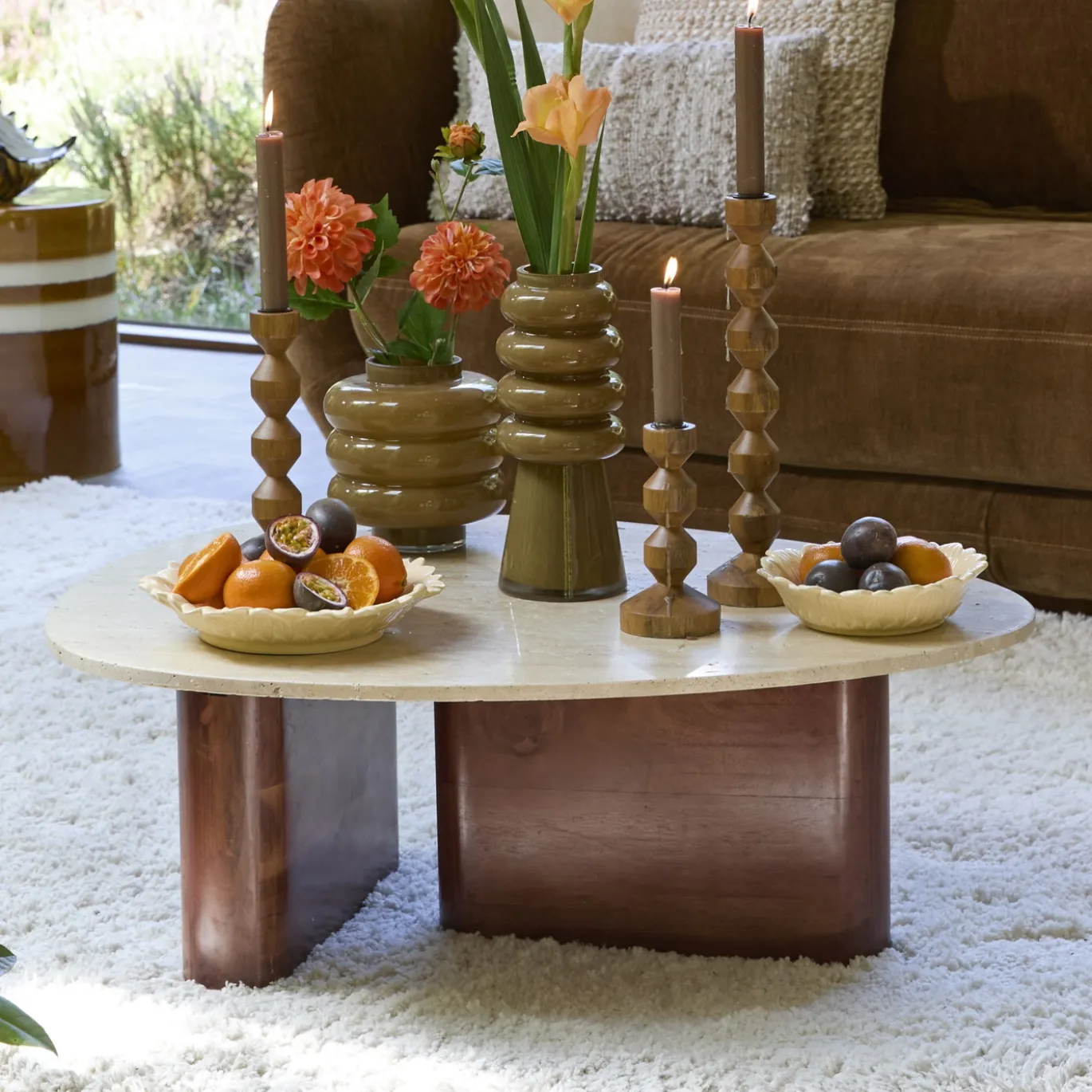Light & Living Salontafel Mahelona Travertin Zand 90x72cm