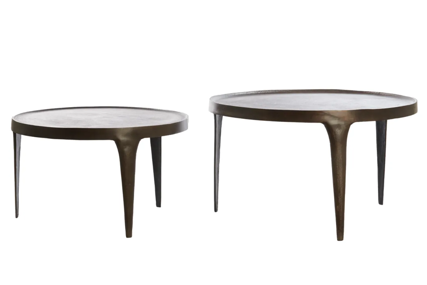 Light & Living Salontafel Tobias Set van 2 Donkerbruin Ø64+Ø75cm