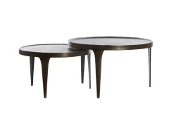 Light & Living Salontafel Tobias Set van 2 Donkerbruin Ø64+Ø75cm