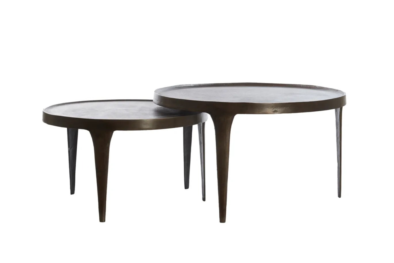 Light & Living Salontafel Tobias Set van 2 Donkerbruin Ø64+Ø75cm