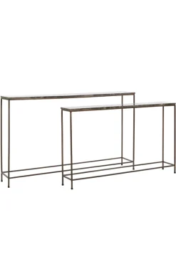Light & Living Sidetable Morena Set van 2 Marmer Bruin 120+140cm