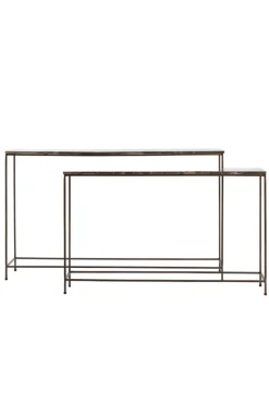 Light & Living Sidetable Morena Set van 2 Marmer Bruin 120+140cm