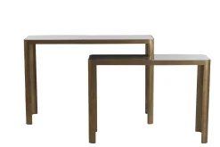 Light & Living Sidetable Oxe Glas Smoke/Brons Set van 2