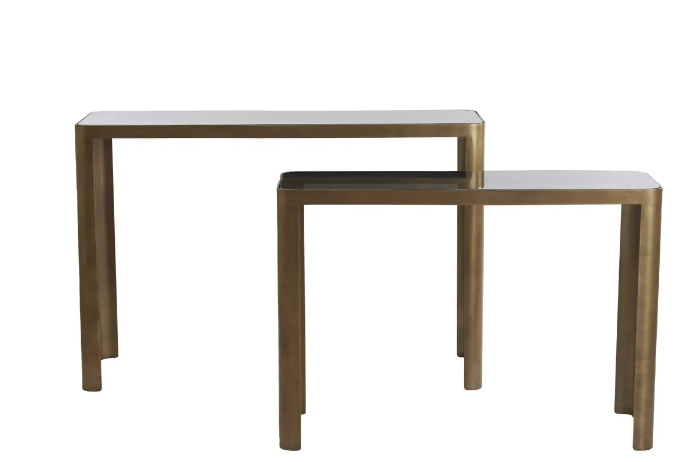 Light & Living Sidetable Oxe Glas Smoke/Brons Set van 2