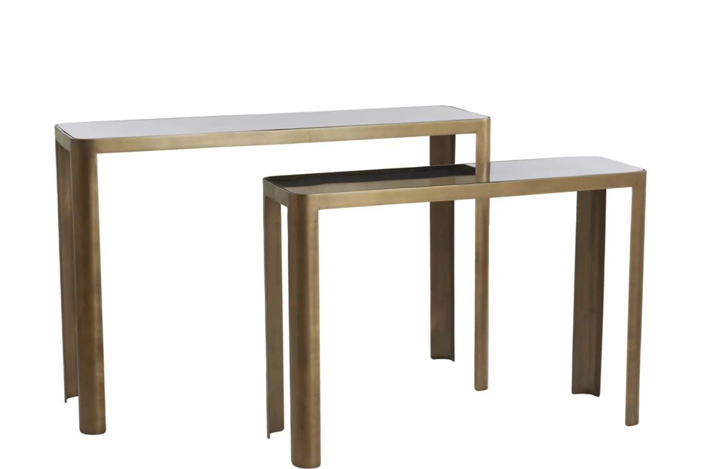 Light & Living Sidetable Oxe Glas Smoke/Brons Set van 2