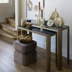 Light & Living Sidetable Oxe Glas Smoke/Brons Set van 2