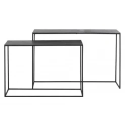 Light & Living Sidetable Set van 2 Boca Ruw Antiek Lood/Mat Zwart 120cm