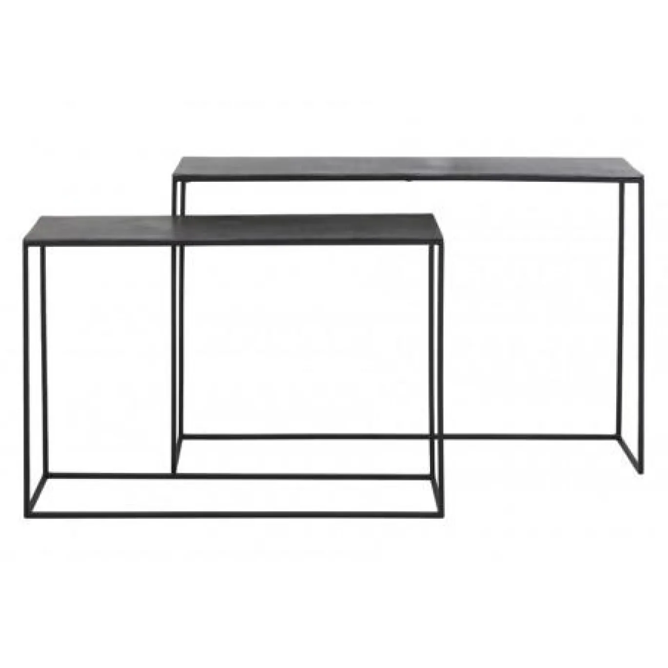 Light & Living Sidetable Set van 2 Boca Ruw Antiek Lood/Mat Zwart 120cm