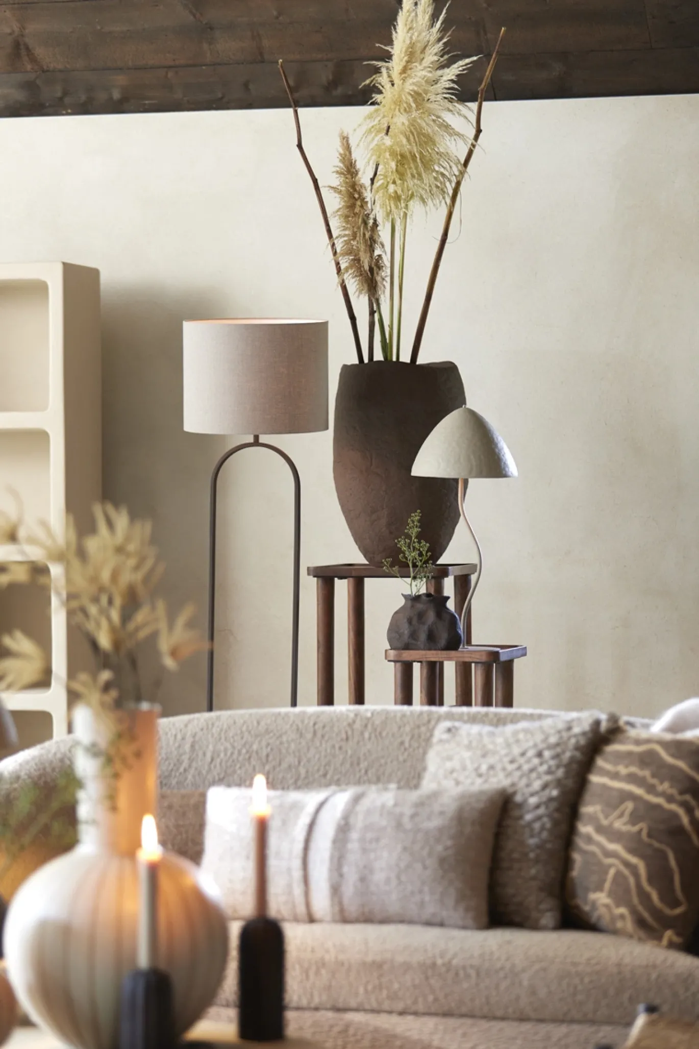 Light & Living Tafellamp Elimo Mat Lichtgrijs Ø25x67cm