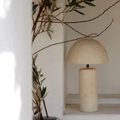 Light & Living Tafellamp Qazu Crème Ø30cm