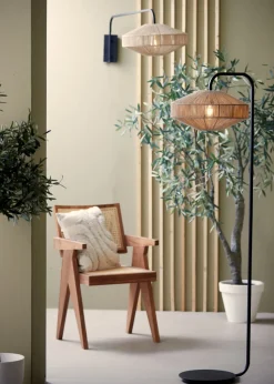 Light & Living Vloerlamp Lyra Naturel+Mat Zwart Ø43x164cm