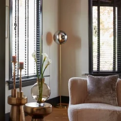 Light & Living Vloerlamp Medina Glas Smoke/Goud 160cm