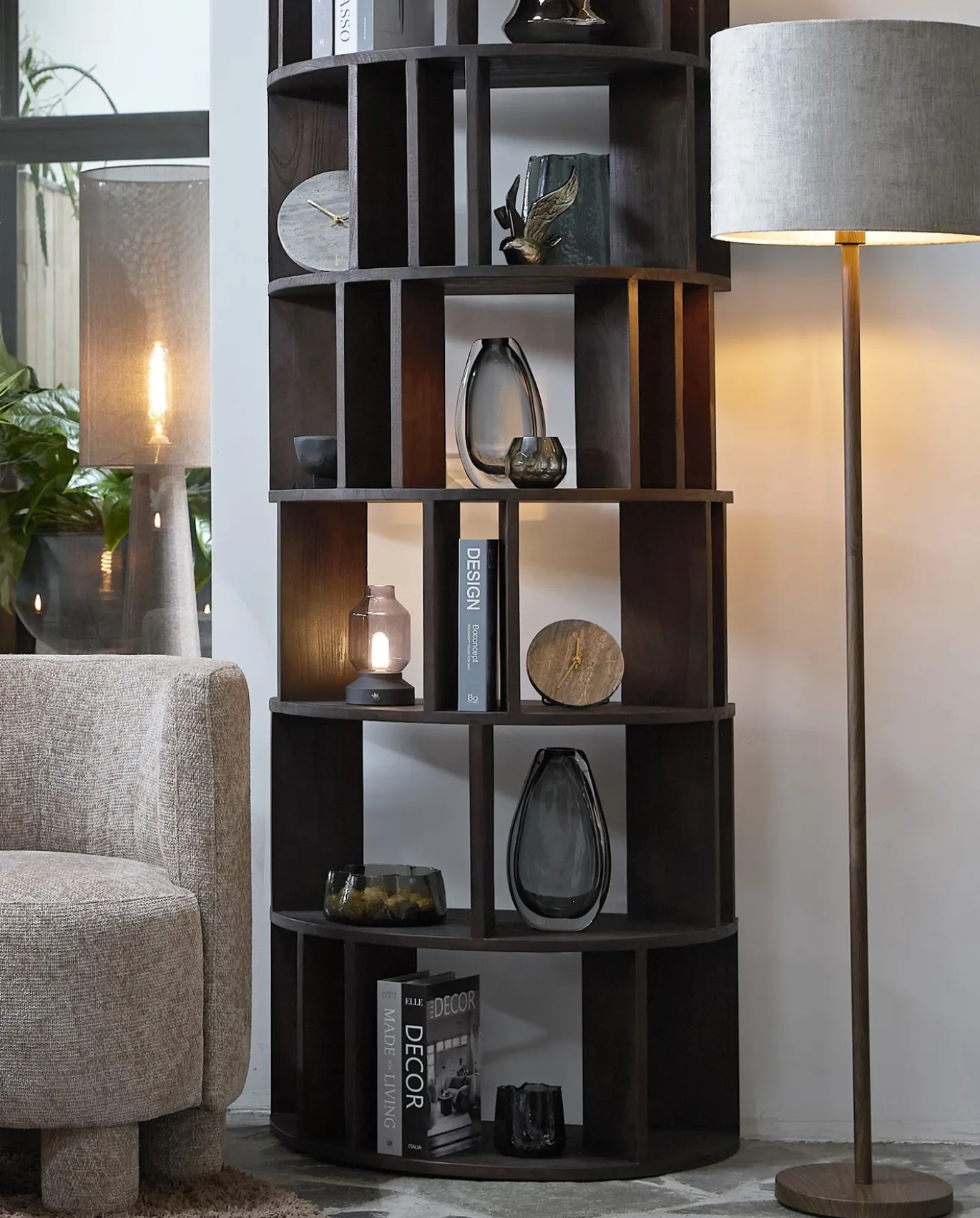 Light & Living Vloerlamp Washington Donkerbruin