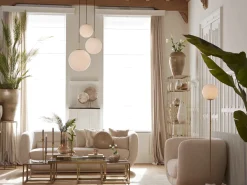 Light & Living Zuil Ricardo Set van 2 Rond Marmer Wit 82+102cm