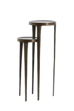 Light & Living Zuil Tobias Set van 2 Rond Donkerbruin 80+100cm