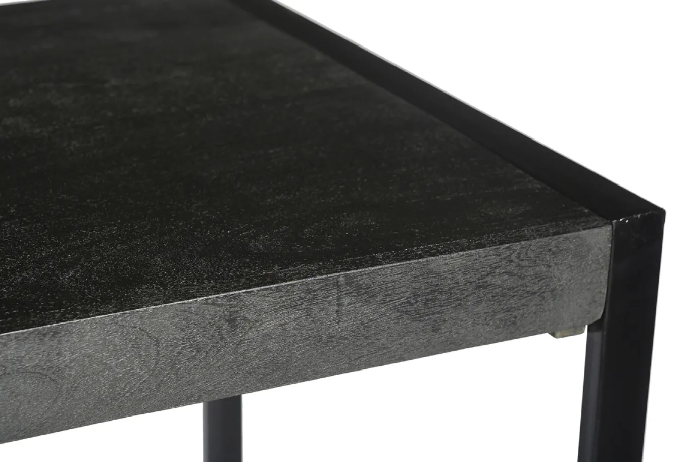 Livingfurn Bartafel Norris Mangohout Zwart 140cm
