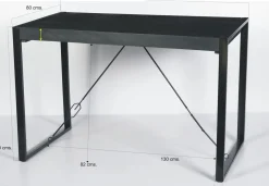 Livingfurn Bartafel Norris Mangohout Zwart 140cm