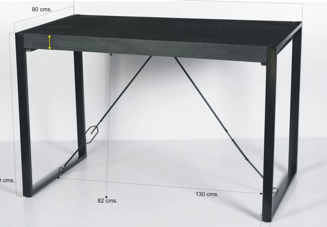 Livingfurn Bartafel Norris Mangohout Zwart 140cm