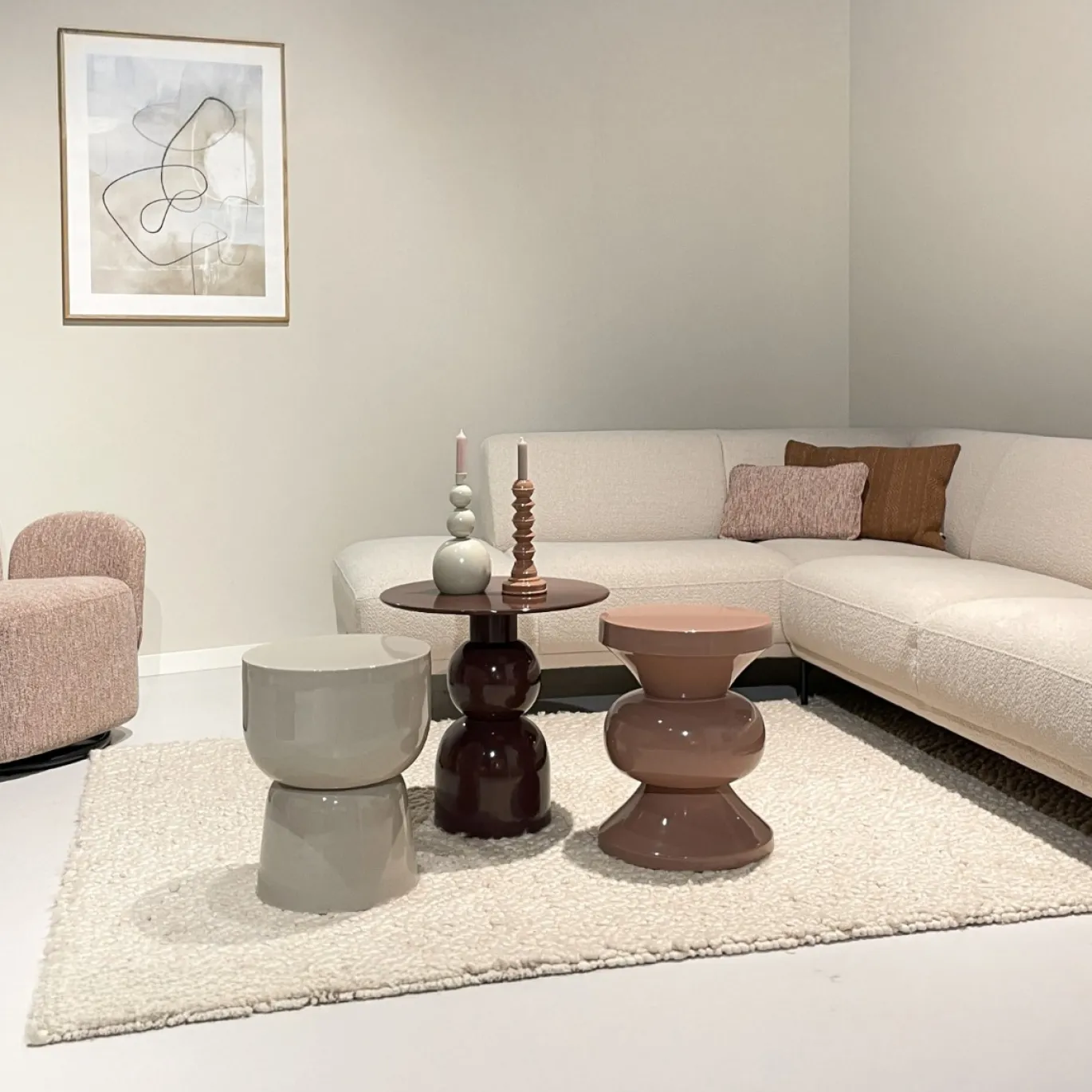 Livingfurn Bijzettafel Brix Ole Vintage Rond Roze