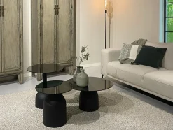 Livingfurn Bijzettafel Brix Isa Glas Zwart 50cm