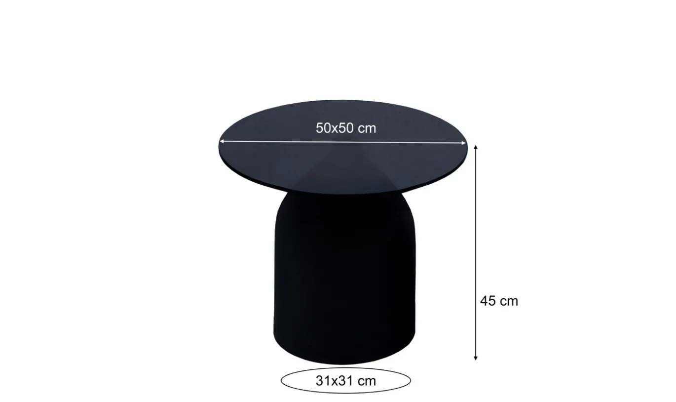Livingfurn Bijzettafel Brix Isa Glas Zwart 50cm