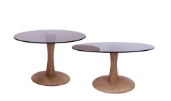 Livingfurn Bijzettafel Brix Faye Glas Almond 60cm