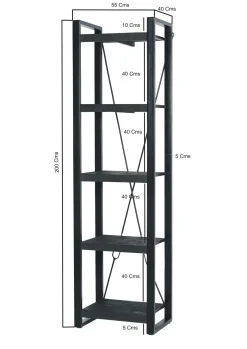 Livingfurn Boekenkast Norris Zwart 55x200cm