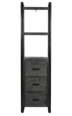 Livingfurn Boekenkast Norris Zwart 3 Laden 55x200cm