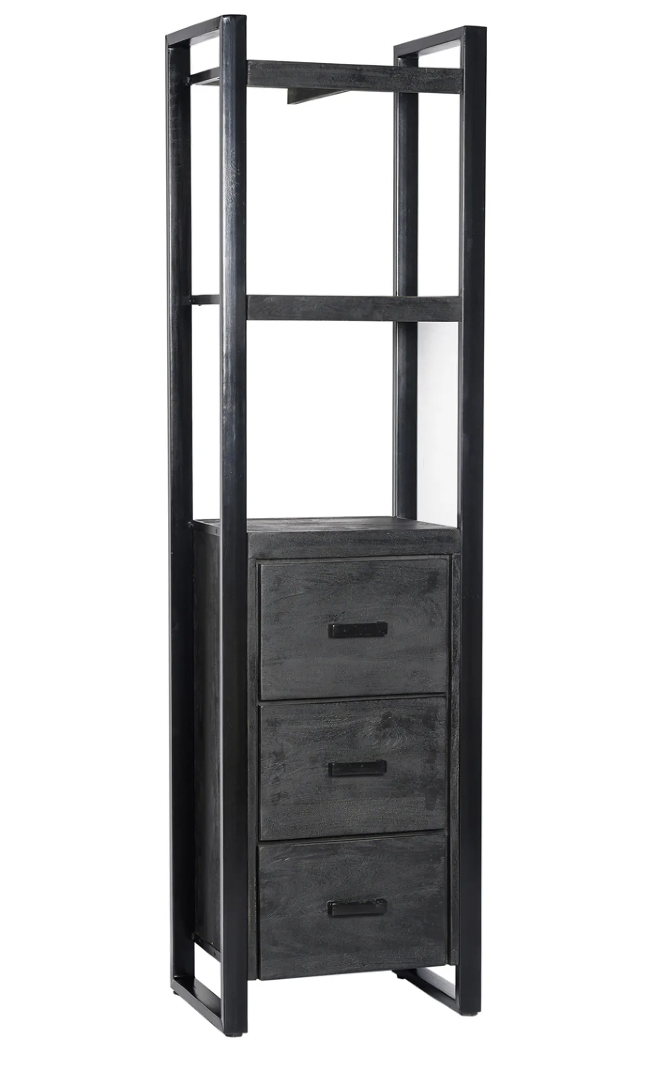 Livingfurn Boekenkast Norris Zwart 3 Laden 55x200cm